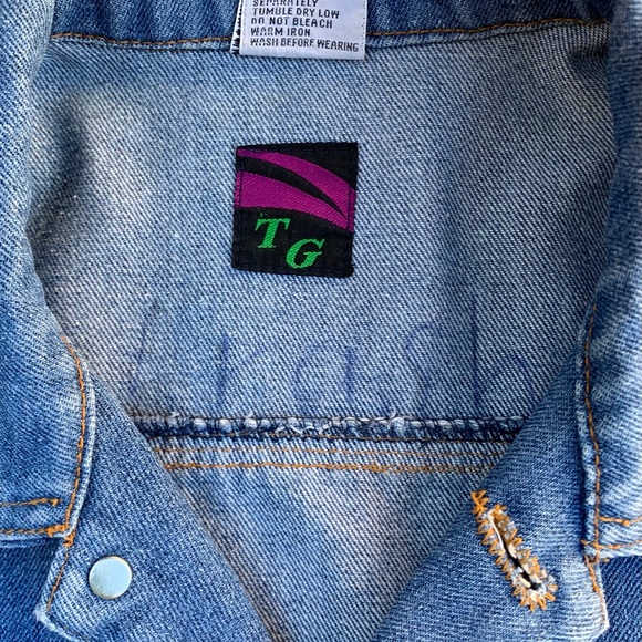 Vintage 80s jean jacket, used excellent condition, cool back embroidery - Picture 5 of 11